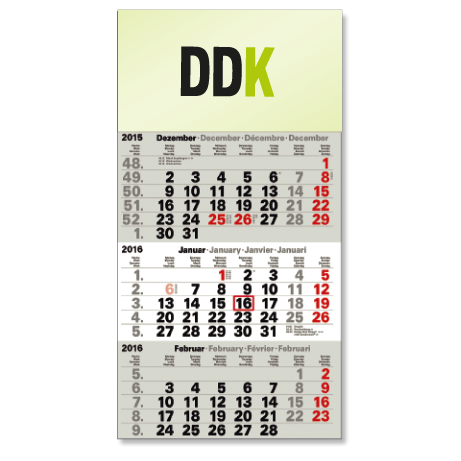 3-Monatskalender für das Folgejahr
